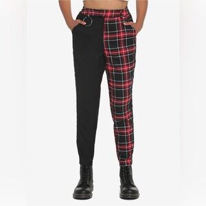 Hot Topic black and red split plaid pants